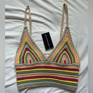 Crocheted style multicolor crop top